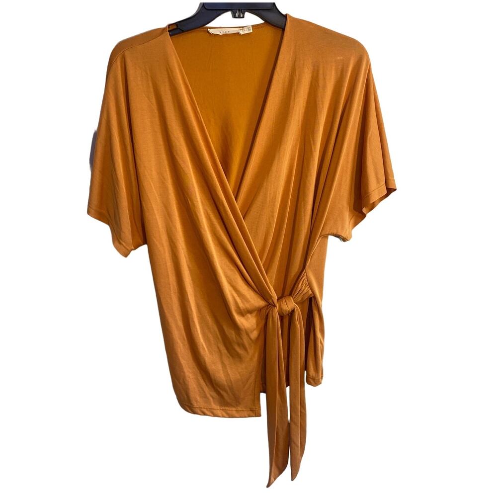 Women's Large Lush Wrap Top LIghtweight Made in USA Orange